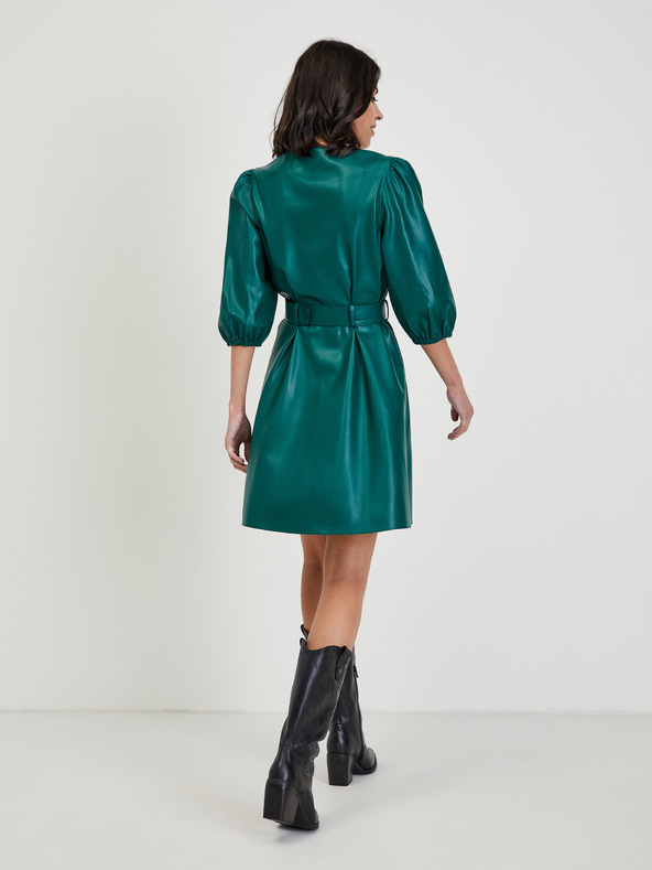 Orsay Zelené dámské koženkové šaty ORSAY