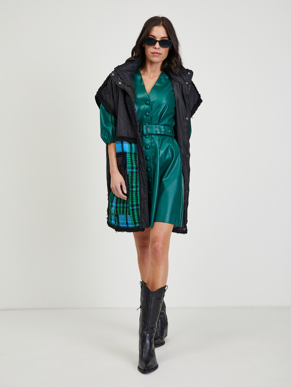 Orsay Zelené dámské koženkové šaty ORSAY