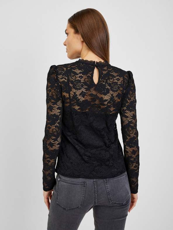 Orsay Černé dámské krajkované tričko ORSAY