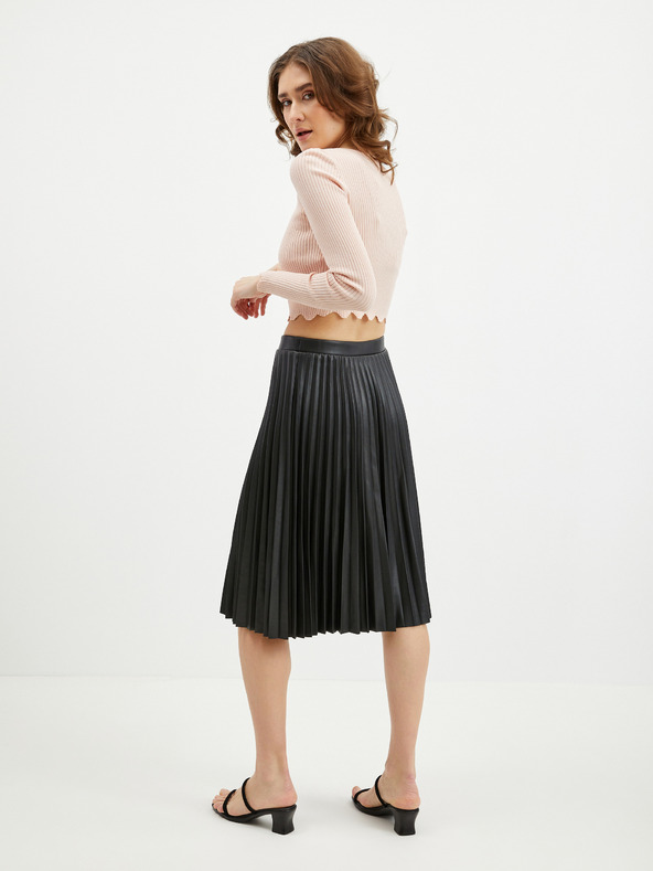 Orsay Černá dámská koženková plisovaná sukně ORSAY