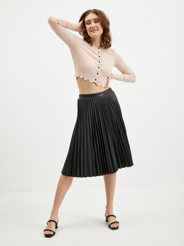 Orsay Černá dámská koženková plisovaná sukně ORSAY