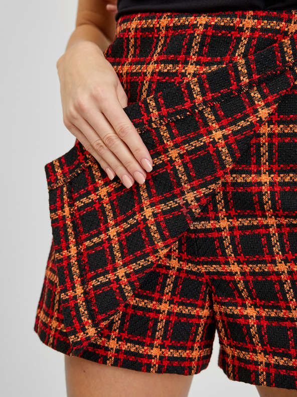 Orsay Červeno-černá dámská kostkovaná sukně ORSAY