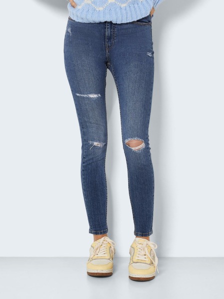 Noisy May Modré skinny fit džíny s potrhaným efektem Noisy May Buddy
