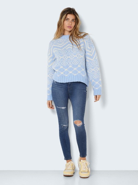 Noisy May Modré skinny fit džíny s potrhaným efektem Noisy May Buddy