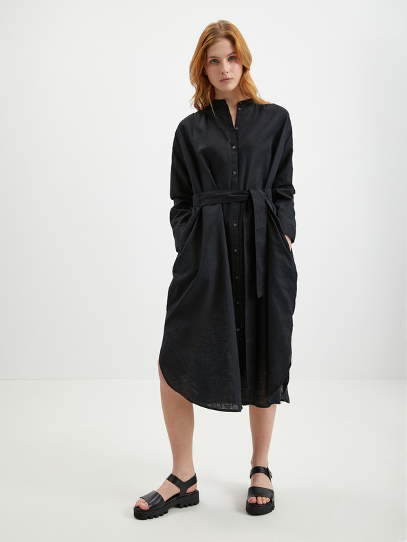 GAP Lněné košilové midi šaty GAP