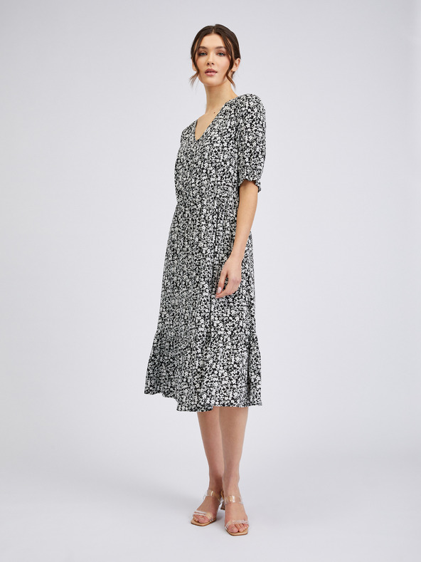 Orsay Bílo-černé dámské květované šaty ORSAY
