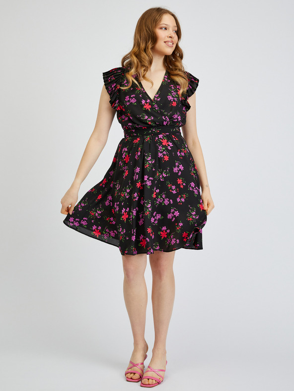 Orsay Černé dámské květované šaty ORSAY