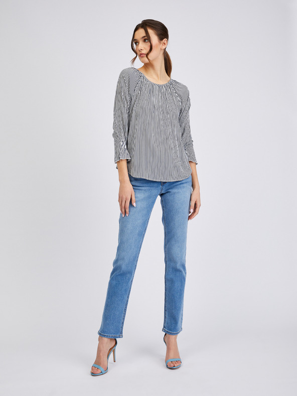 Orsay Tmavě modrá dámská pruhovaná halenka ORSAY