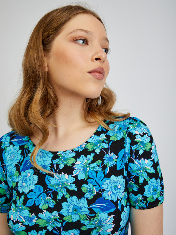 Orsay Modro-černé dámské květované tričko ORSAY
