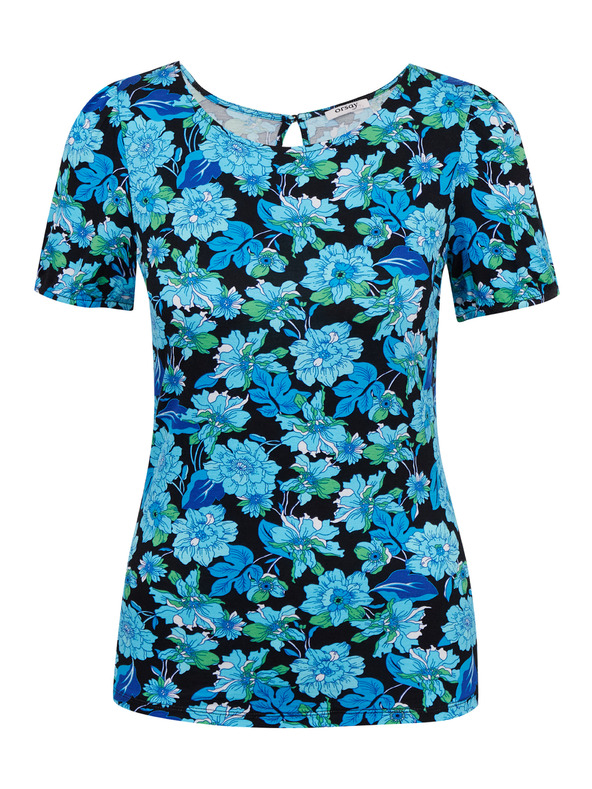 Orsay Modro-černé dámské květované tričko ORSAY