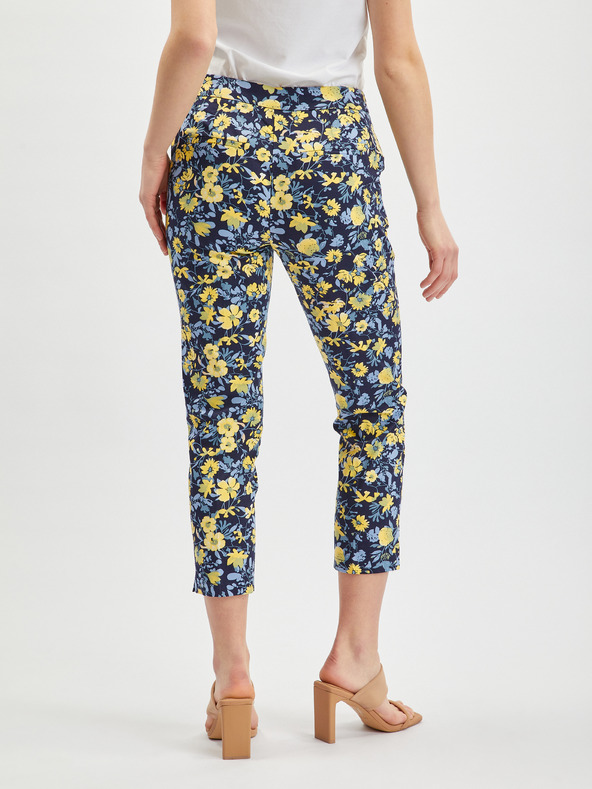 Orsay Žluto-modré dámské zkrácené květované kalhoty ORSAY