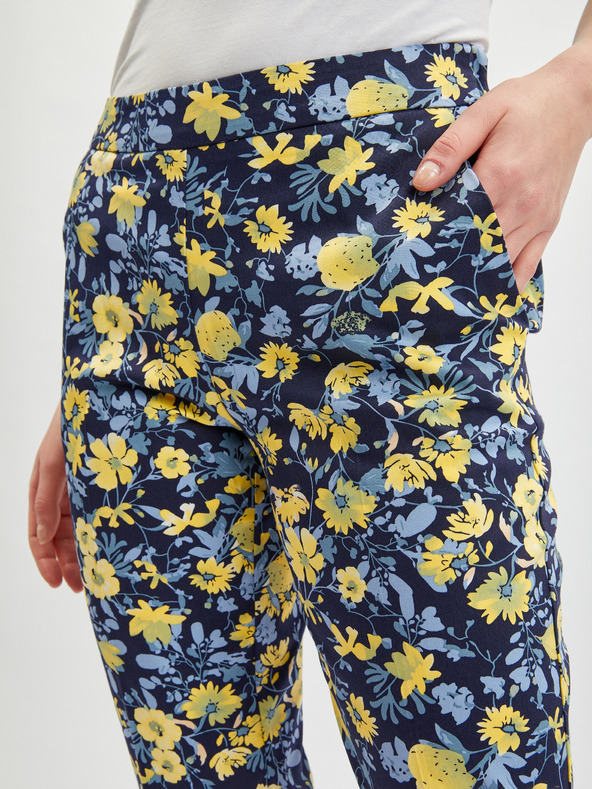 Orsay Žluto-modré dámské zkrácené květované kalhoty ORSAY