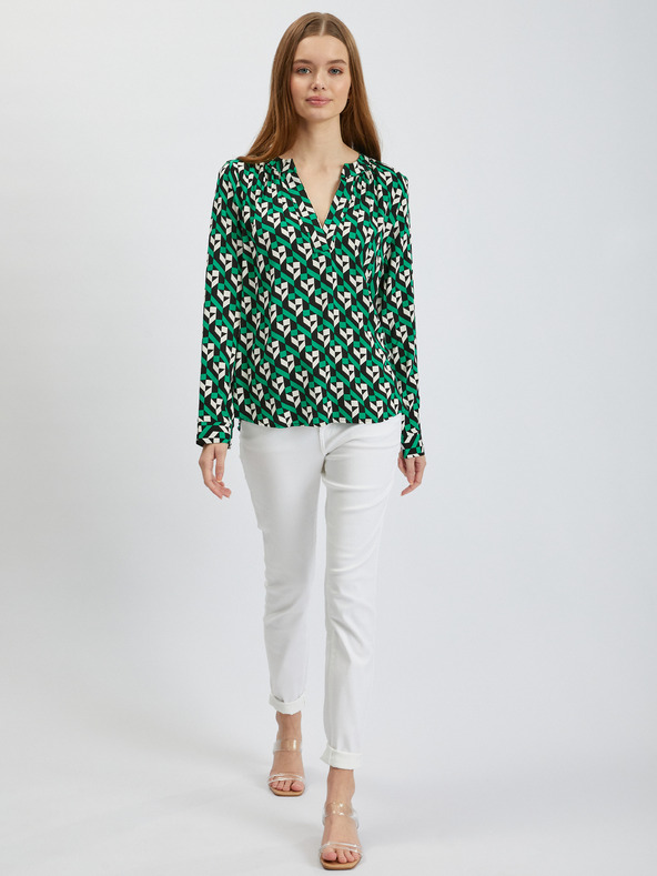 Orsay Bílo-zelená dámská vzorovaná halenka ORSAY