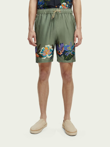 Scotch & Soda Tmavě zelené pánské vzorované kraťasy Scotch & Soda