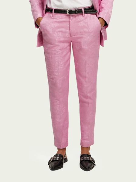 Scotch & Soda Růžové dámské květované chino kalhoty Scotch & Soda