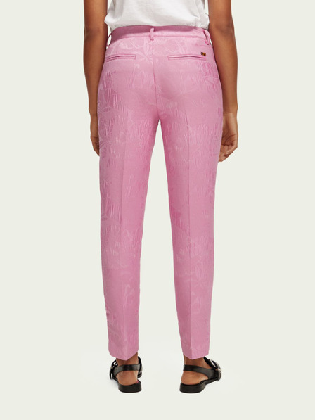 Scotch & Soda Růžové dámské květované chino kalhoty Scotch & Soda