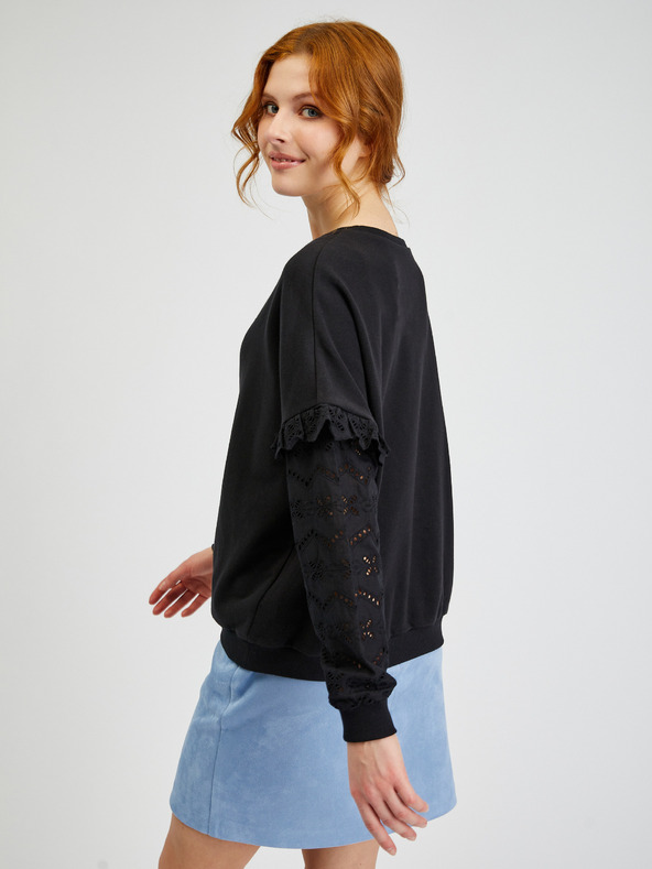 Orsay Černý dámský svetr s ozdobnými rukávy ORSAY