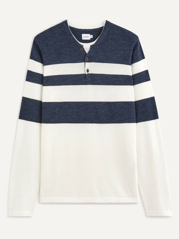 Celio Bílo-modrý pánský pruhovaný svetr Celio