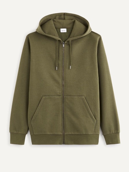 Celio Khaki pánská mikina s kapucí Celio
