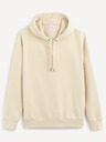 Celio Béžová pánská basic mikina s kapucí Celio