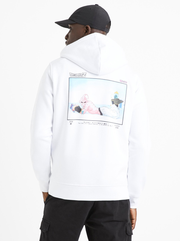 Celio Bílá pánská mikina s potiskem Celio Dragon Ball Super