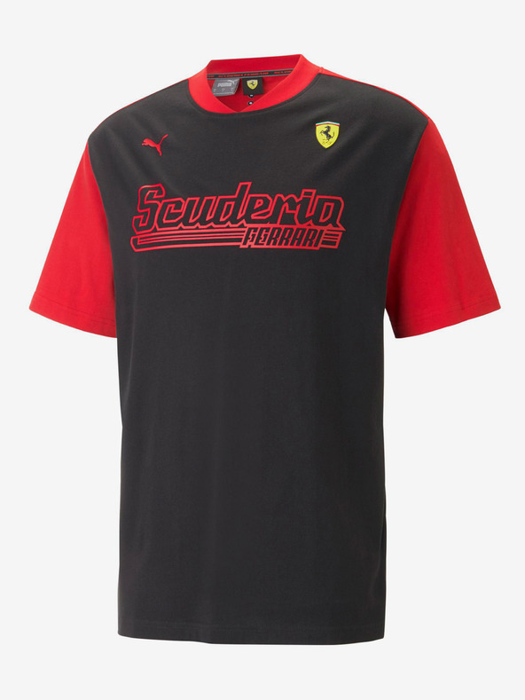 Puma Červeno-černé pánské tričko Puma Ferrari Race Statement
