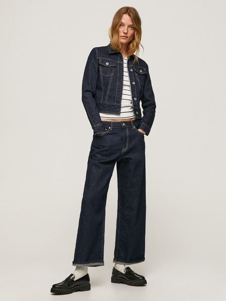 Pepe Jeans Tmavě modré dámské zkrácené široké džíny Pepe Jeans Edie
