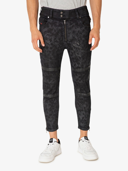 Diesel Černé pánské vzorované zkrácené slim fit džíny Diesel Shibuia