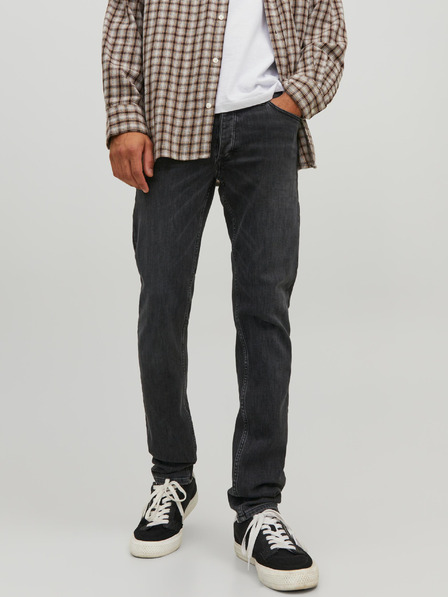 Jack & Jones Černé pánské slim fit džíny Jack & Jones Glenn