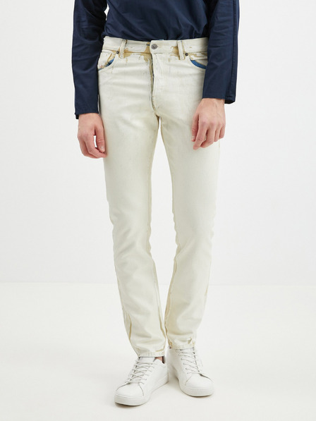 Diesel Bílé pánské slim fit džíny s ozdobným detailem Diesel