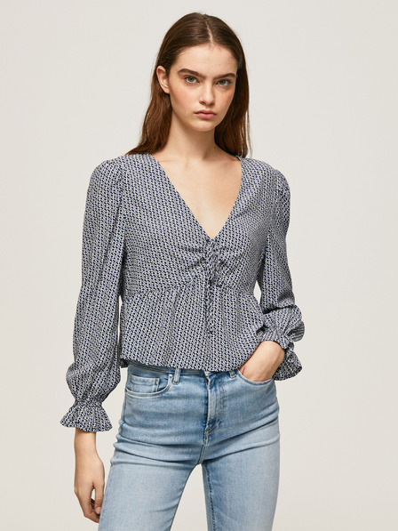 Pepe Jeans Bílo-tmavě modrá dámská vzorovaná halenka Pepe Jeans