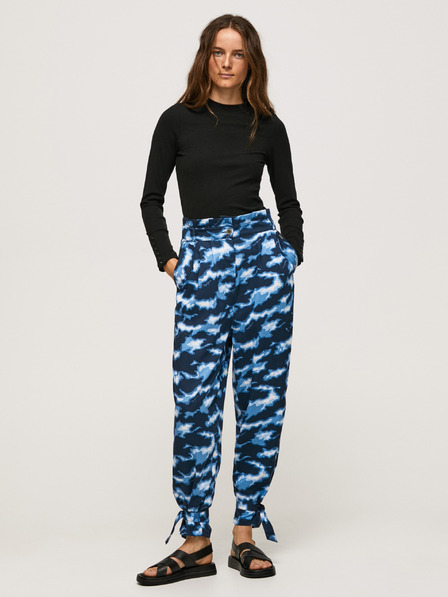 Pepe Jeans Tmavě modré dámské vzorované kalhoty Pepe Jeans