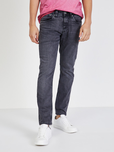 Pepe Jeans Tmavě šedé pánské straight fit džíny Pepe Jeans Cash