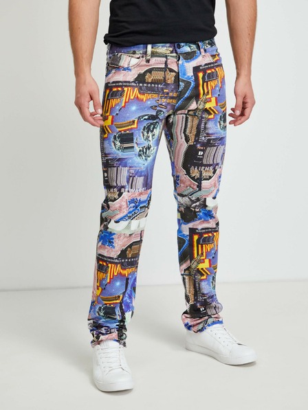 Diesel Hnědo-modré pánské vzorované straight fit džíny Diesel Kras
