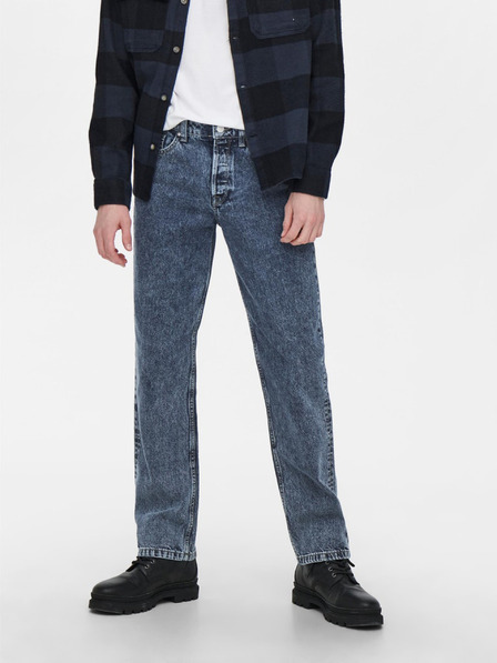 ONLY & SONS Tmavě modré straight fit džíny ONLY & SONS Edge