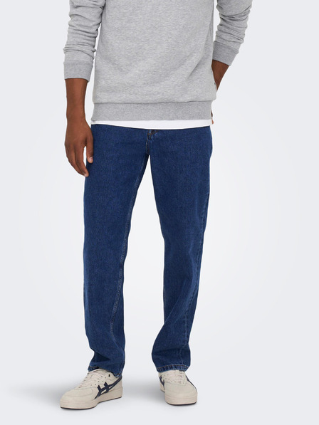 ONLY & SONS Tmavě modré straight fit džíny ONLY & SONS Edge