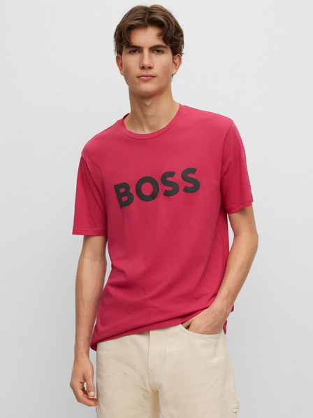BOSS Tmavě růžové pánské tričko Hugo Boss