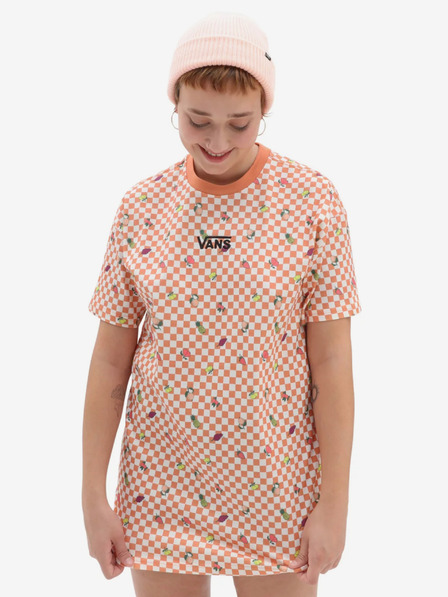 Vans Bílo-oranžové dámské kostkované šaty VANS