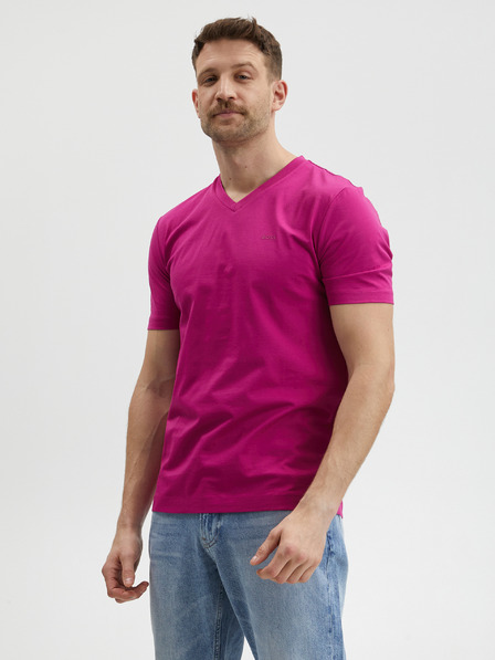 BOSS Tmavě růžové pánské tričko Hugo Boss Terry