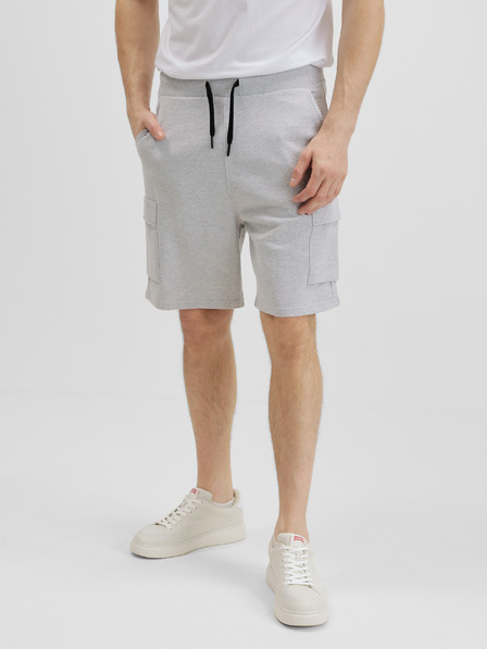 Tom Tailor Denim Světle šedé pánské žíhané teplákové kraťasy s kapsami Tom Tailor Denim