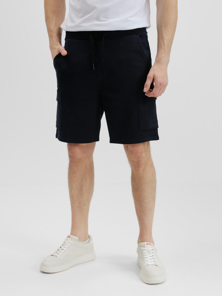 Tom Tailor Denim Tmavě modré pánské teplákové kraťasy s kapsami Tom Tailor Denim