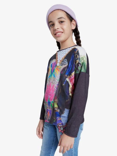 Desigual Černé holčičí vzorované tričko Desigual Tulancingo