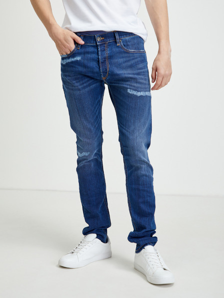Diesel Modré pánské skinny fit džíny s potrhaným efektem Diesel Tepphar