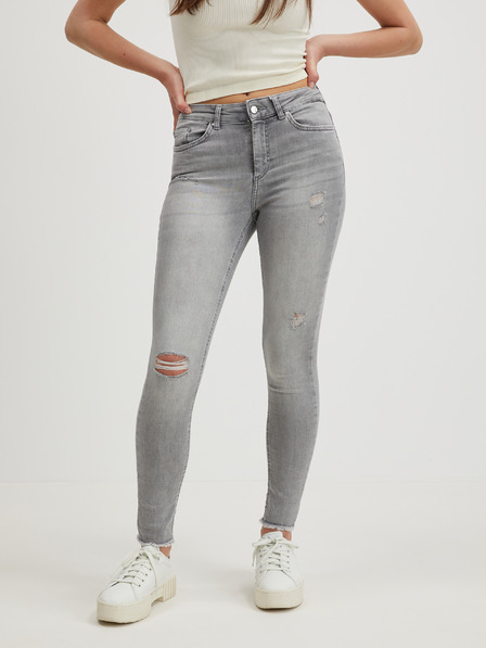 ONLY Světle šedé dámské skinny fit džíny s potrhaným efektem ONLY Blush