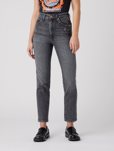 Wrangler Šedé dámské zkrácené straight fit džíny Wrangler