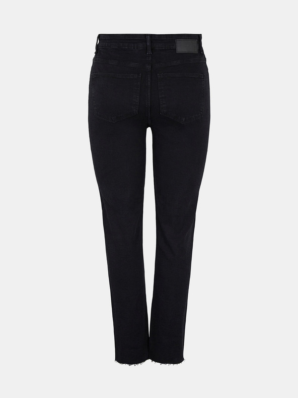 Pieces Černé zkrácené straight fit džíny Pieces Luna