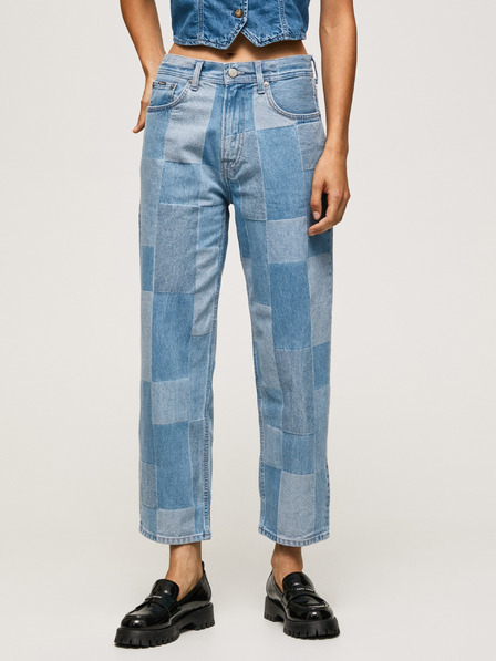Pepe Jeans Modré dámské zkrácené straight fit džíny Pepe Jeans Dover Weave