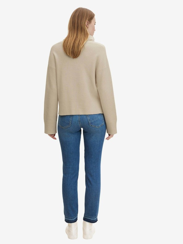Tom Tailor Modré dámské zkrácené slim fit džíny s potrhaným efektem Tom Tailor