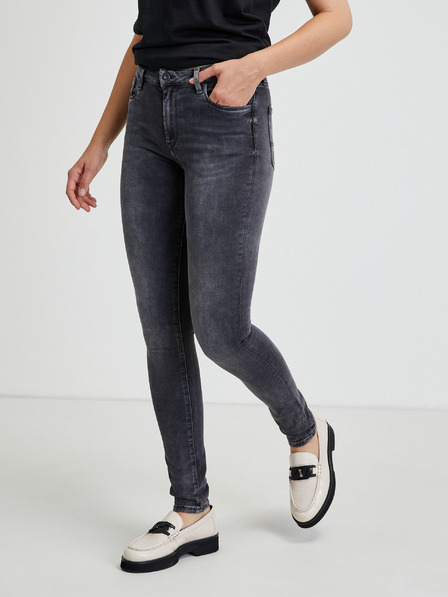 Pepe Jeans Tmavě šedé dámské slim fit džíny Pepe Jeans Regent