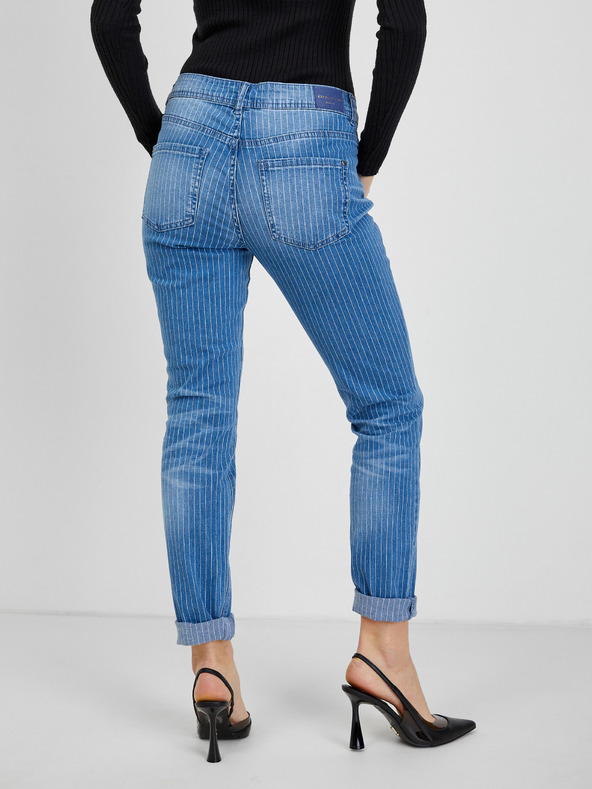 Orsay Modré dámské pruhované slim fit džíny ORSAY